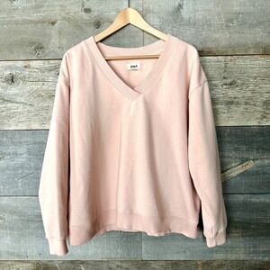 Pact Womens Courtside V-Neck Pullover Sweatshirt XL Peach Pink Organic Comfort